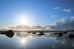 Summer Sky reflected in Tide-pool  - Cortes Island  photo