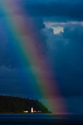 Rainbow over Cape Mudge Lighthouse - Discovery Passage  photo